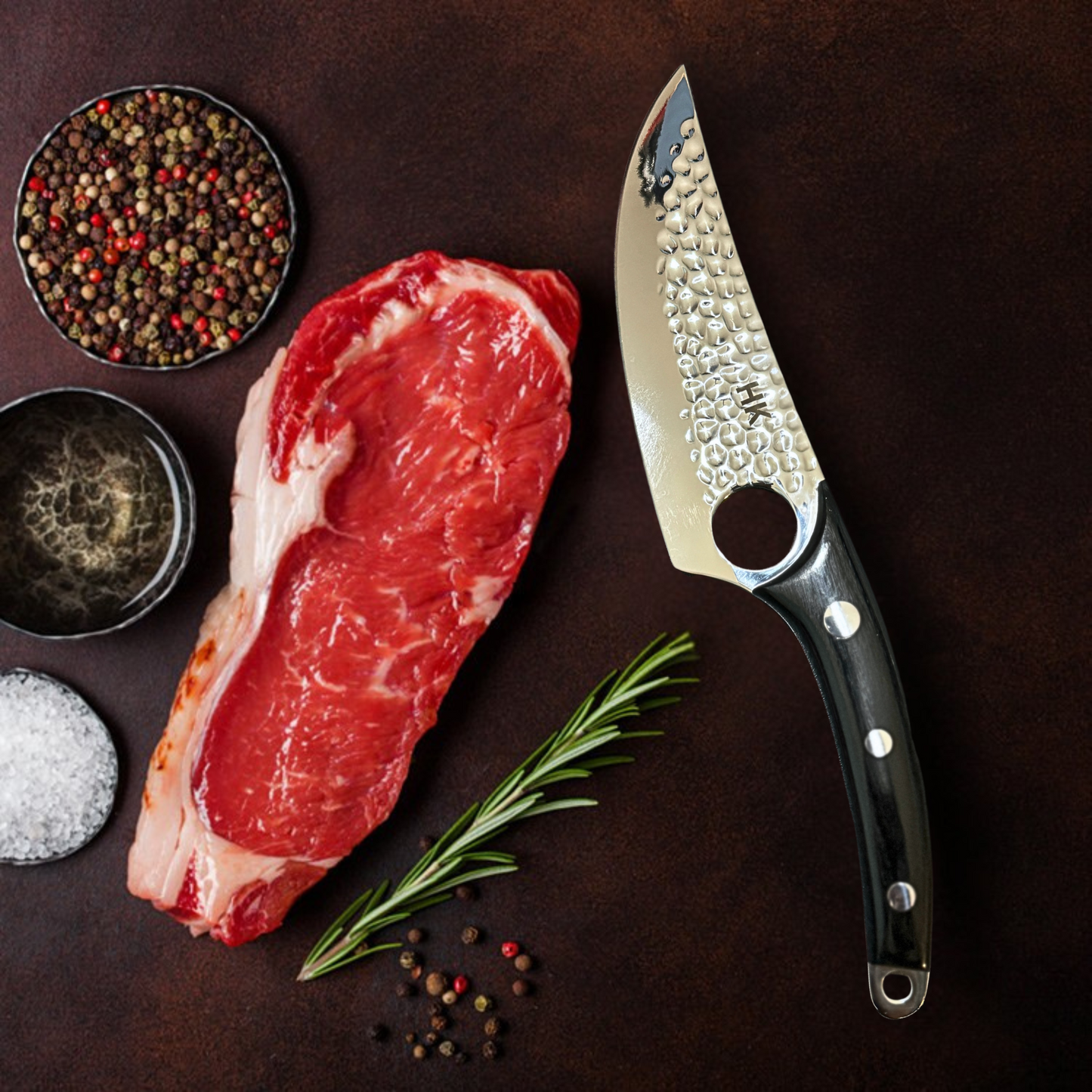 HK 6.5 Inch High Carbon Stainless Steel Chef Knife with Sheath, Handmade for Professional Chefs and Home Cooks